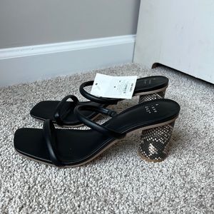 Black Strappy Snakeskin Heels